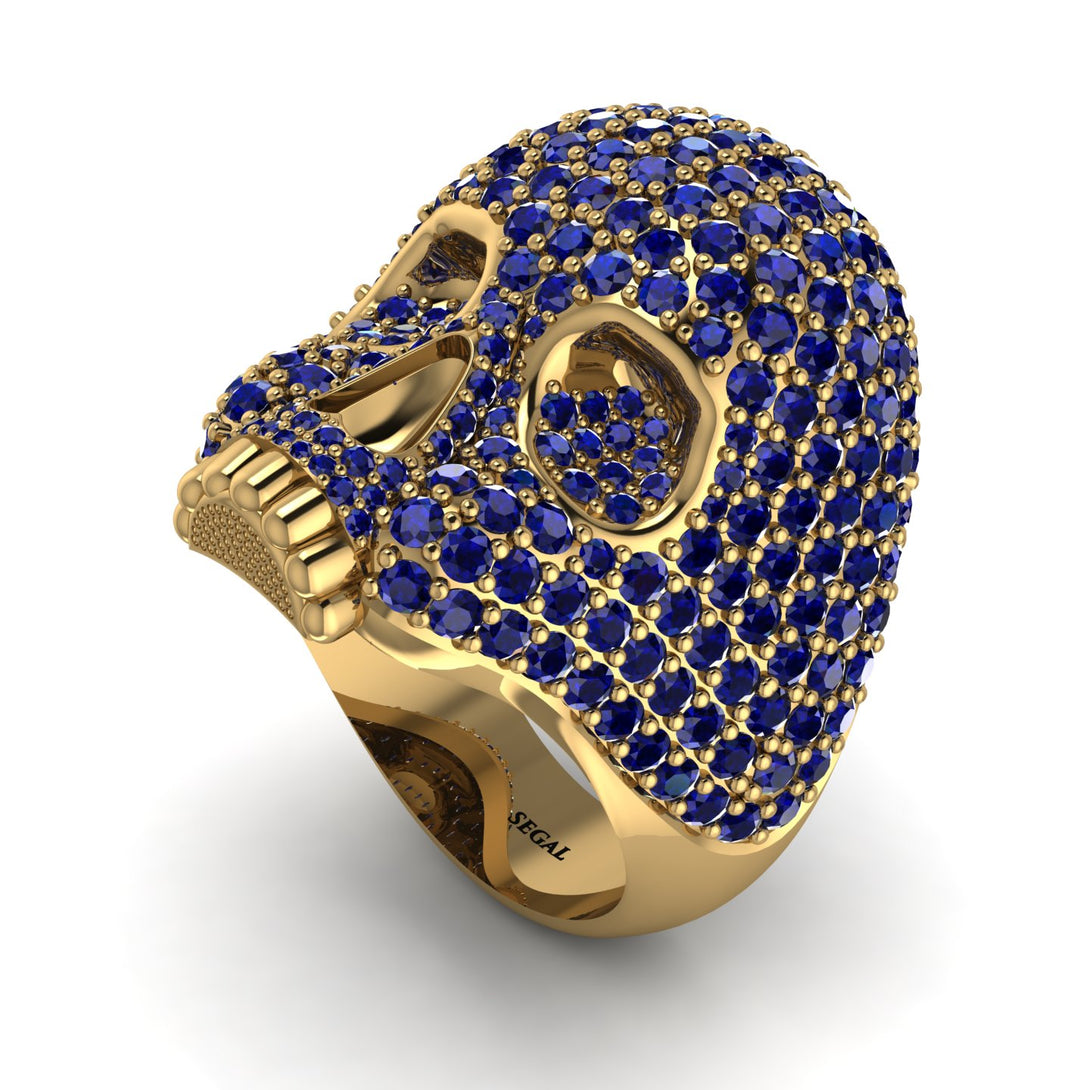 Sapphire-Encrusted Skull Men's Fashion Ring - Jules No. 13