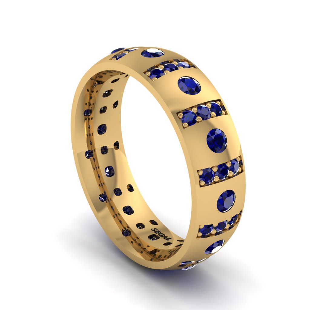 Sapphire Gold Men's Wedding Ring - Zion No. 73
