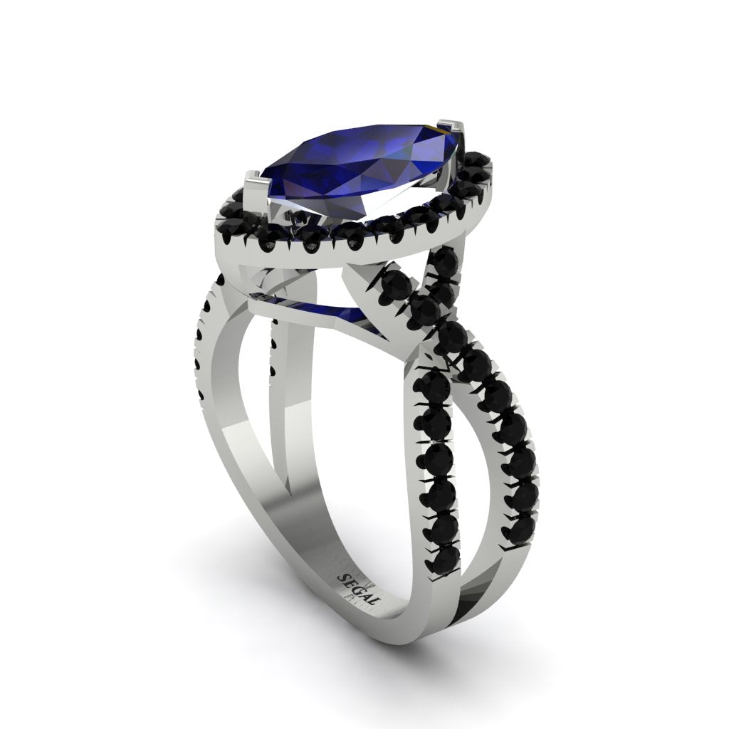 Sapphire Marquise Split Shank Engagement Ring - Carly No. 45