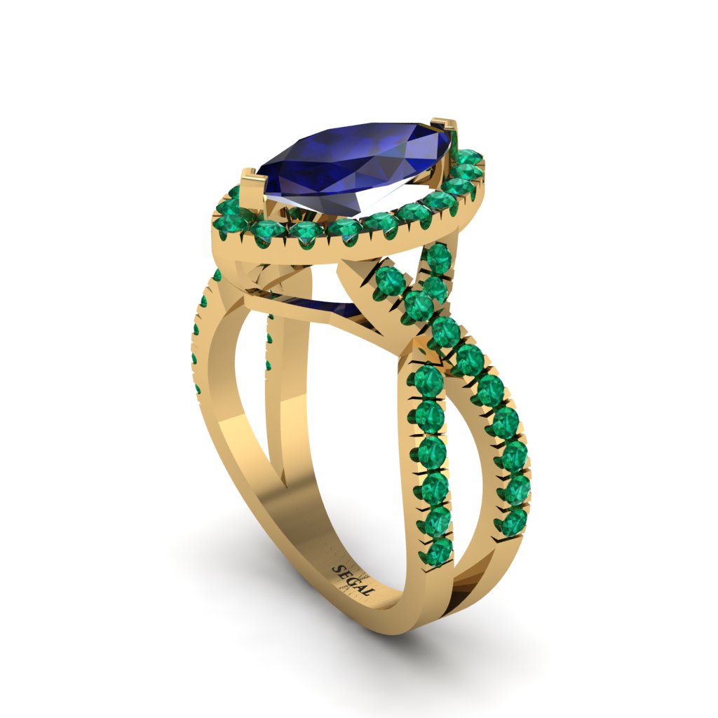 Sapphire Marquise Split Shank Engagement Ring - Carly No. 28