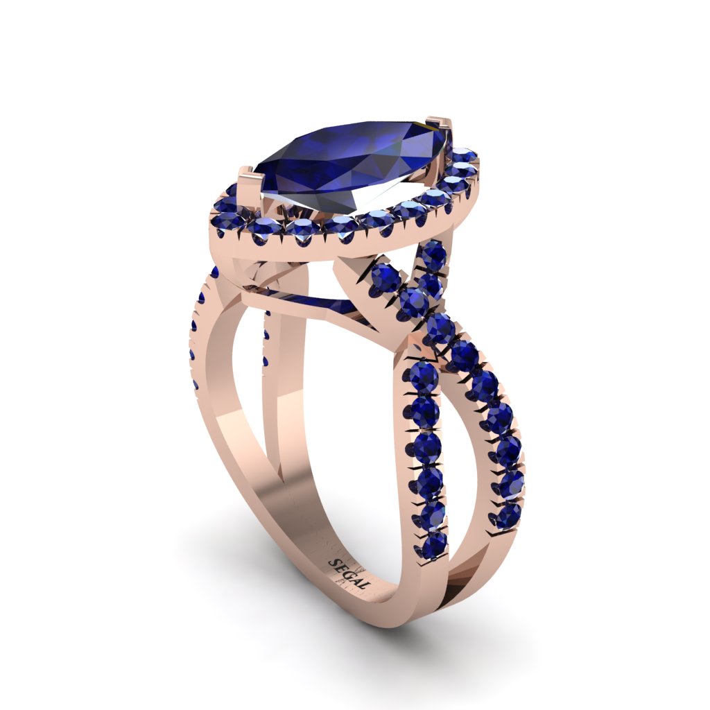 Sapphire Marquise Split Shank Engagement Ring - Carly No. 74