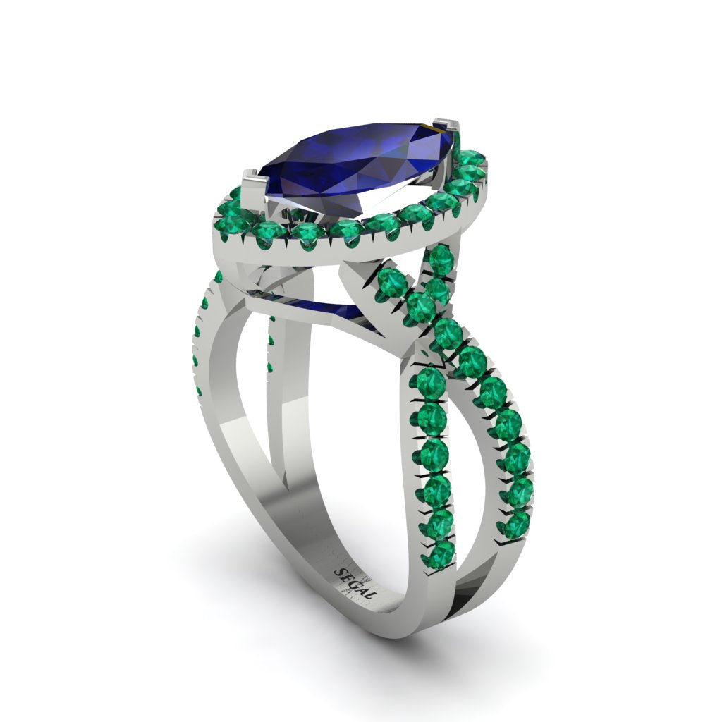 Sapphire Marquise Split Shank Engagement Ring - Carly No. 30