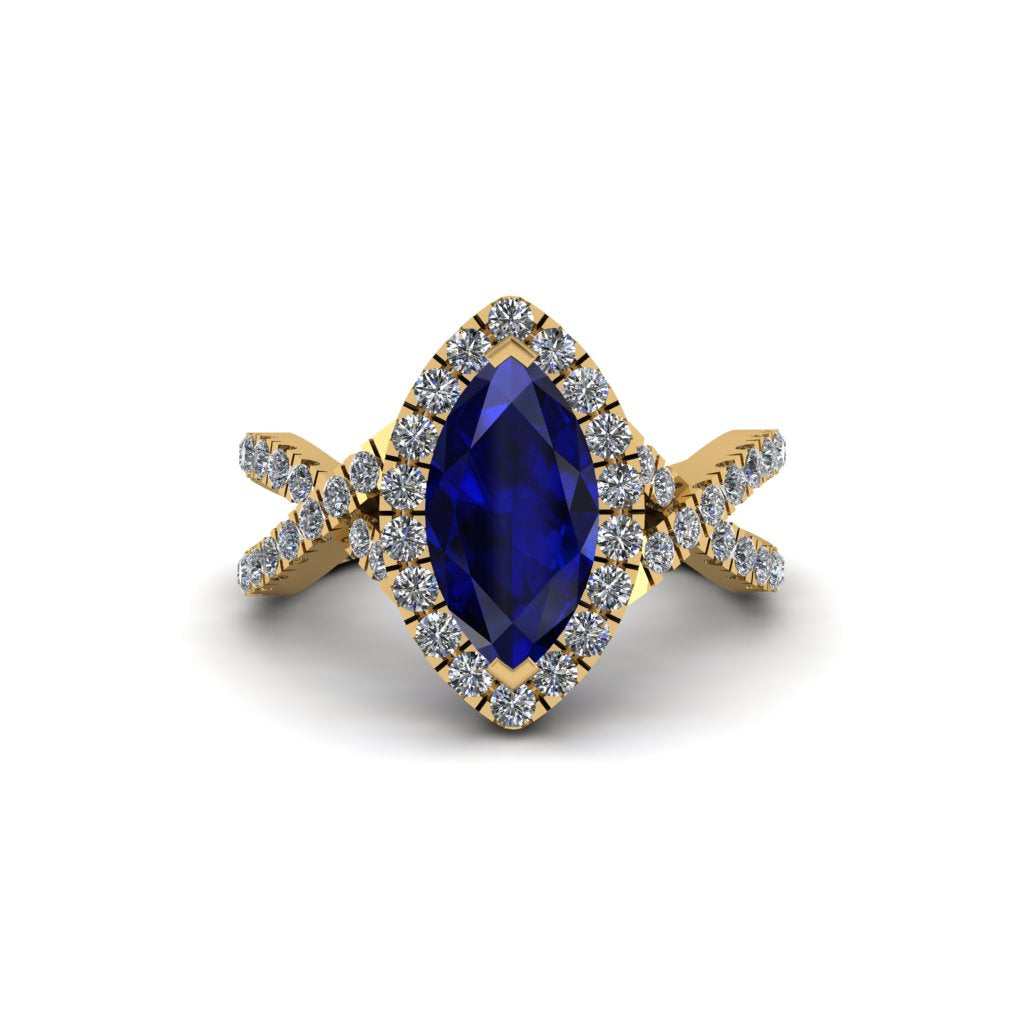 Sapphire Marquise Split Shank Engagement Ring - Carly No. 13