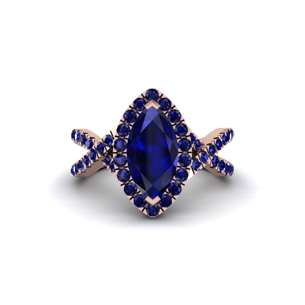 Sapphire Marquise Split Shank Engagement Ring - Carly No. 74