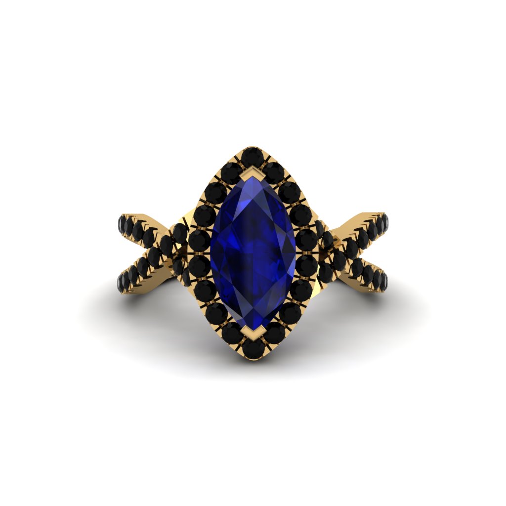 Sapphire Marquise Split Shank Engagement Ring - Carly No. 43
