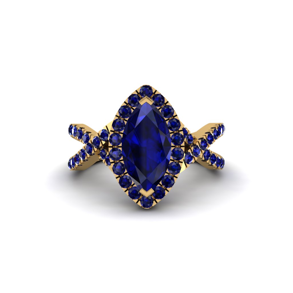 Sapphire Marquise Split Shank Engagement Ring - Carly No. 73