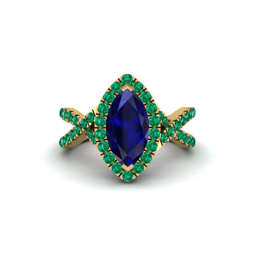Sapphire Marquise Split Shank Engagement Ring - Carly No. 28