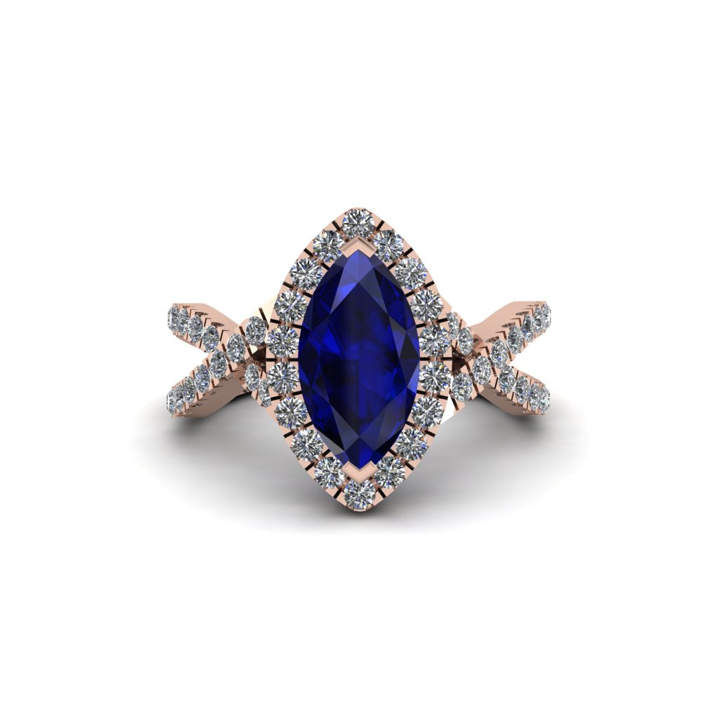Sapphire Marquise Split Shank Engagement Ring - Carly No. 14