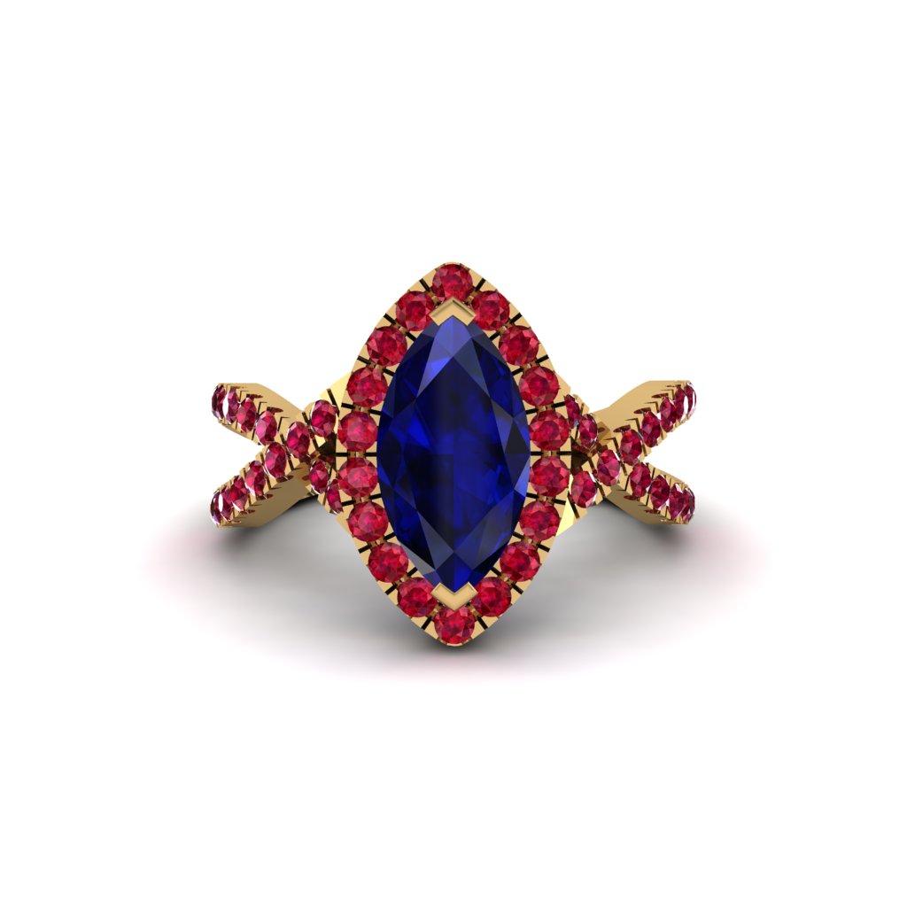 Sapphire Marquise Split Shank Engagement Ring - Carly No. 58
