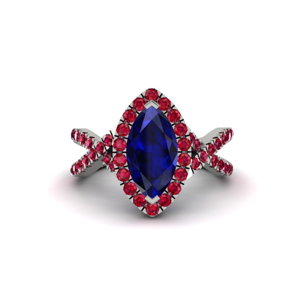 Sapphire Marquise Split Shank Engagement Ring - Carly No. 60