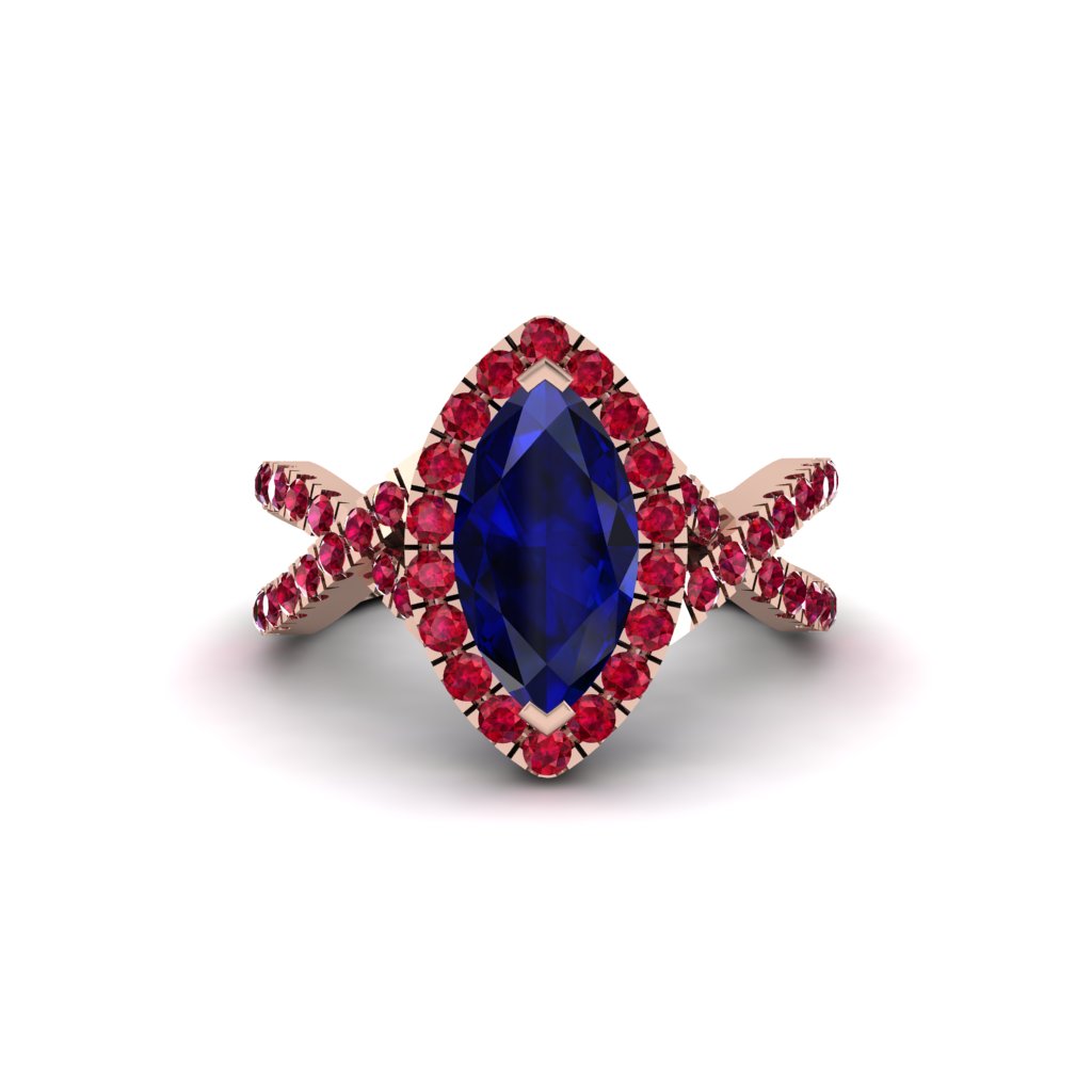 Sapphire Marquise Split Shank Engagement Ring - Carly No. 59