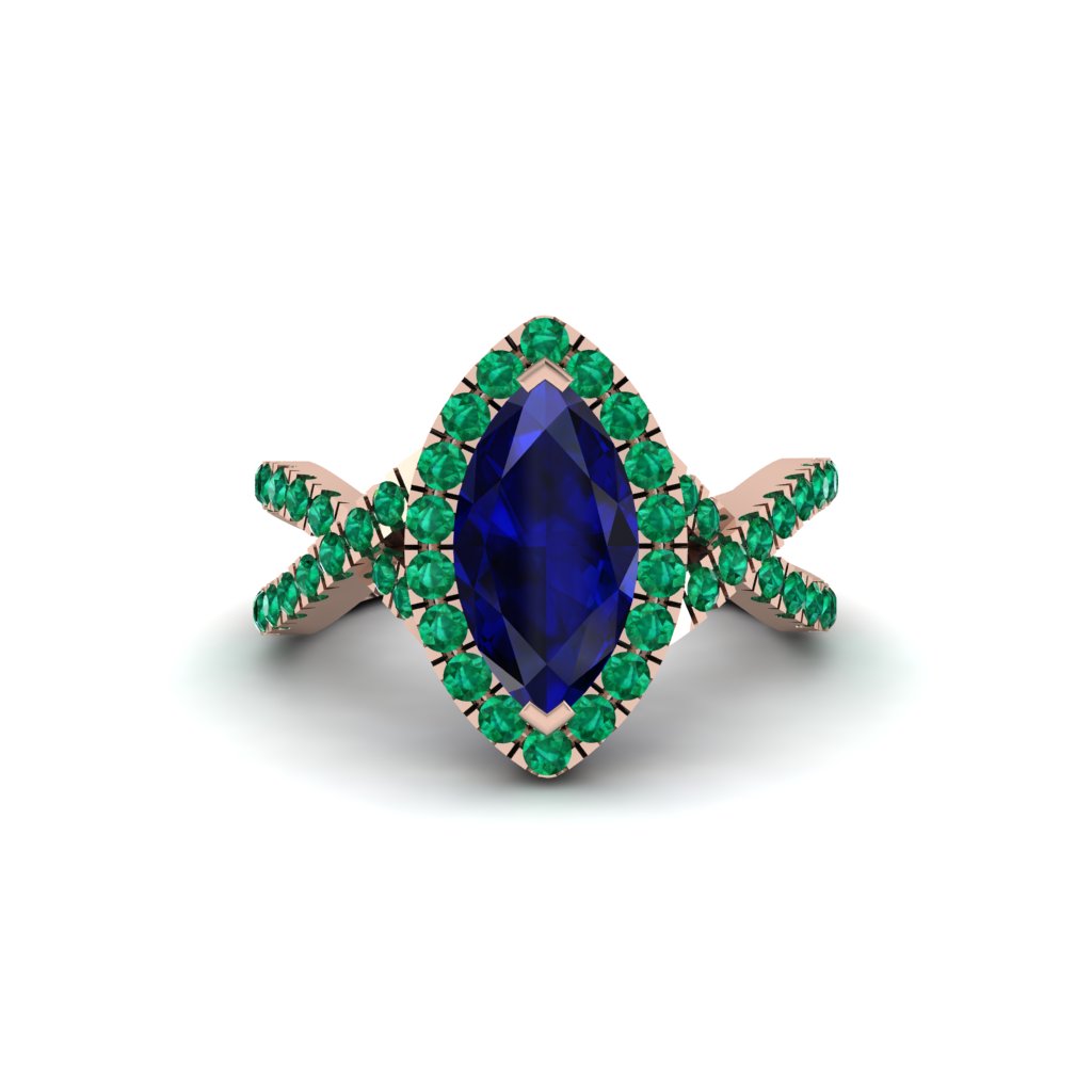 Sapphire Marquise Split Shank Engagement Ring - Carly No. 29