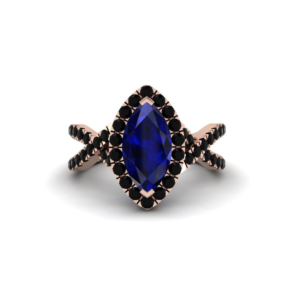 Sapphire Marquise Split Shank Engagement Ring - Carly No. 44