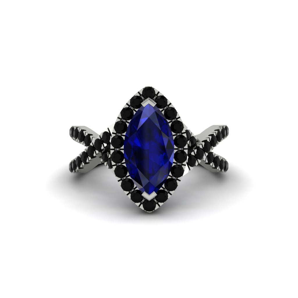Sapphire Marquise Split Shank Engagement Ring - Carly No. 45