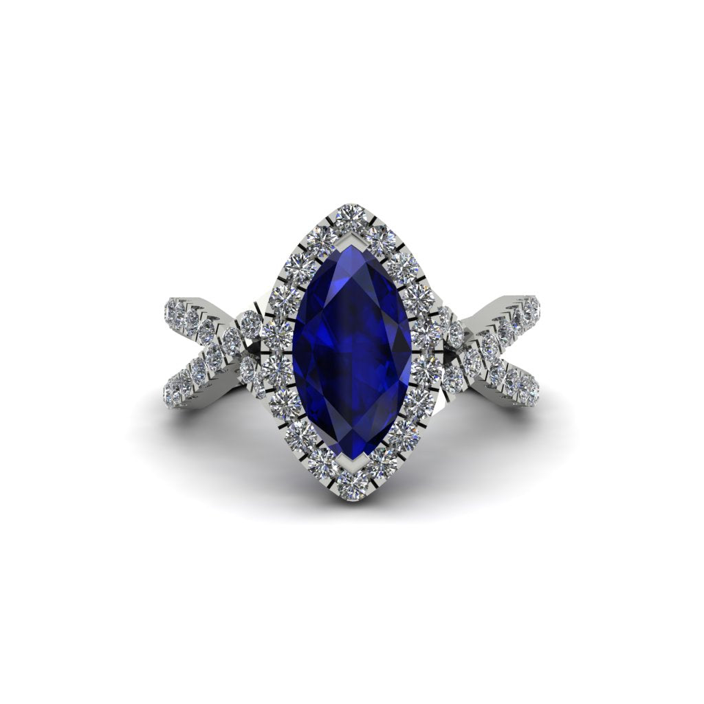 Sapphire Marquise Split Shank Engagement Ring - Carly No. 15