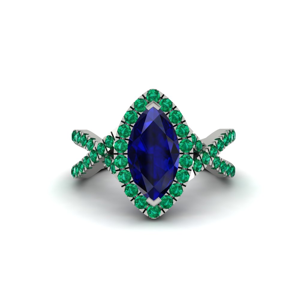 Sapphire Marquise Split Shank Engagement Ring - Carly No. 30