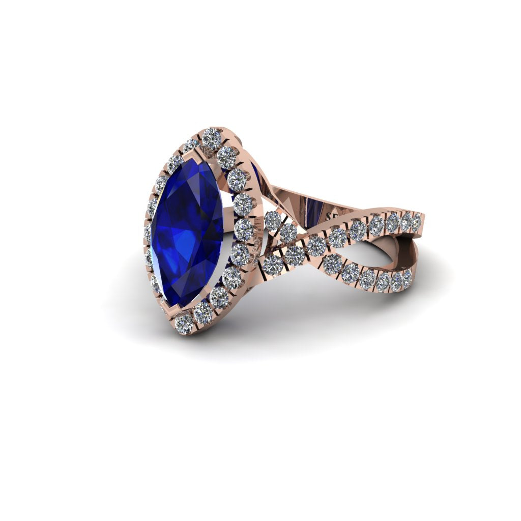 Sapphire Marquise Split Shank Engagement Ring - Carly No. 14