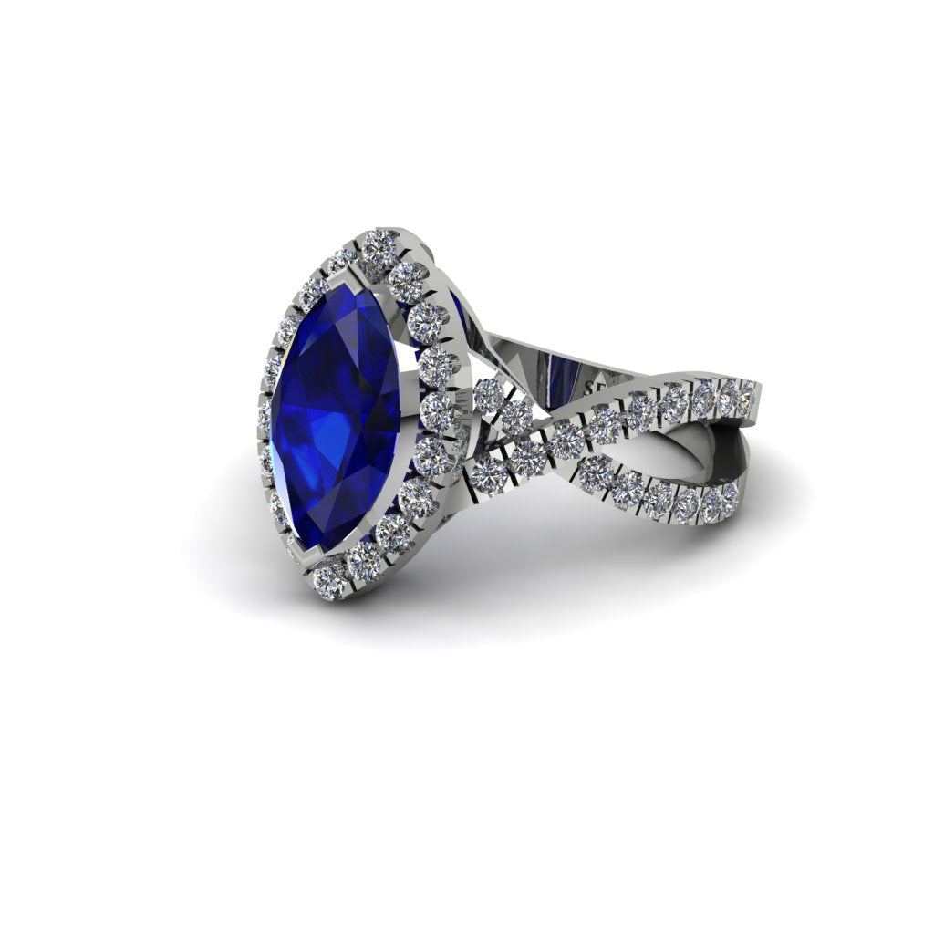 Sapphire Marquise Split Shank Engagement Ring - Carly No. 15