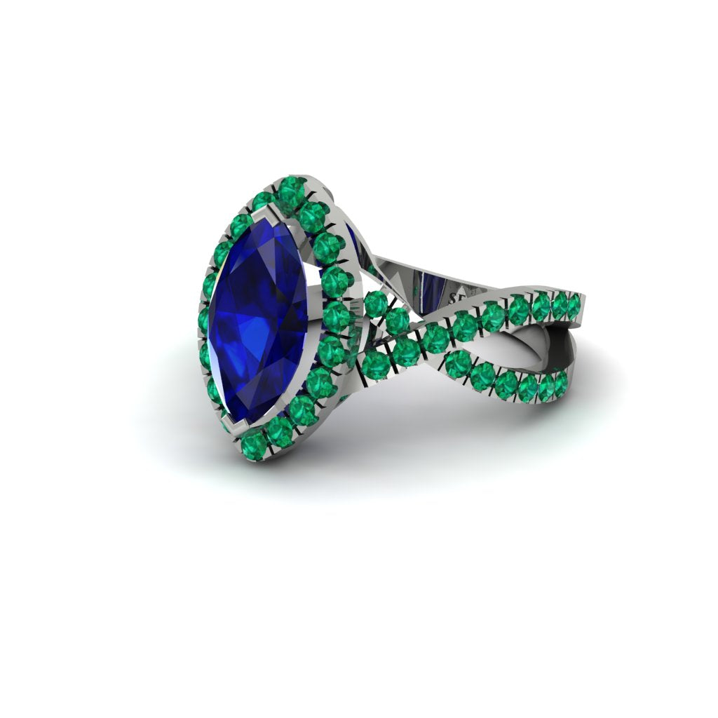 Sapphire Marquise Split Shank Engagement Ring - Carly No. 30
