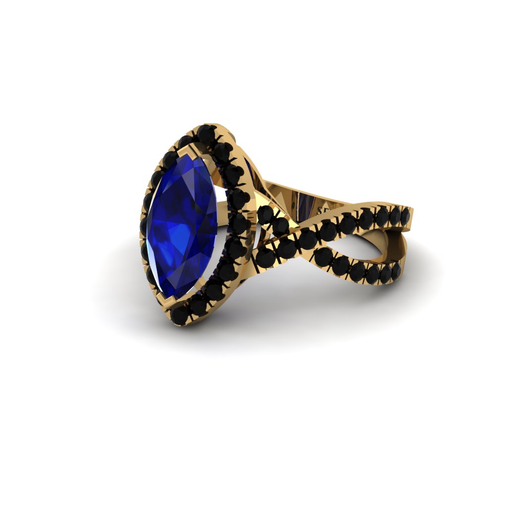 Sapphire Marquise Split Shank Engagement Ring - Carly No. 43