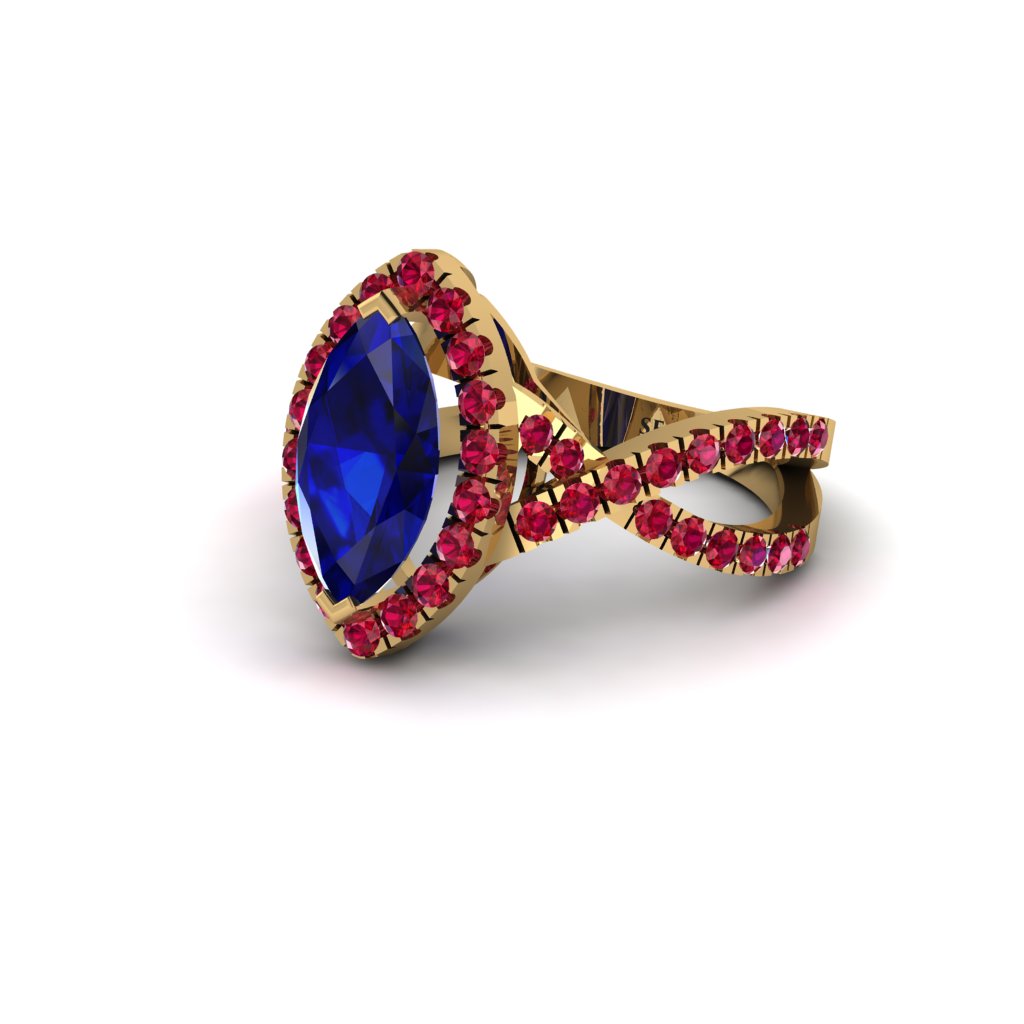 Sapphire Marquise Split Shank Engagement Ring - Carly No. 58