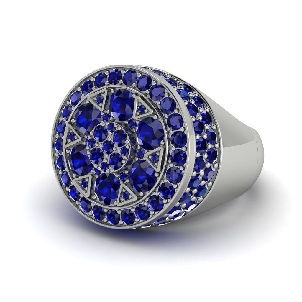4.1ct Sapphire Men's Cluster Pinky Ring - August No. 15