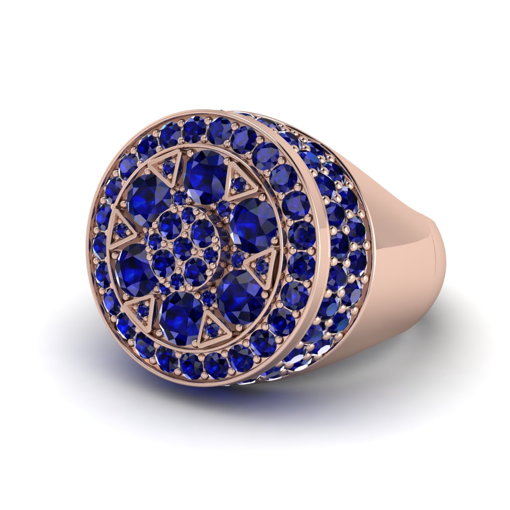 4.1ct Sapphire Men's Cluster Pinky Ring - August No. 14