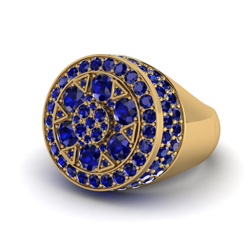 4.1ct Sapphire Men's Cluster Pinky Ring - August No. 13