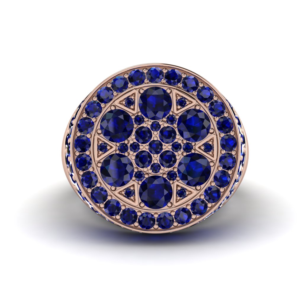 4.1ct Sapphire Men's Cluster Pinky Ring - August No. 14