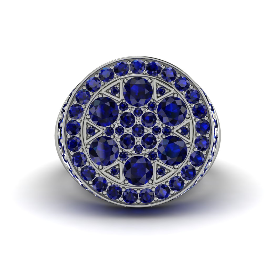 4.1ct Sapphire Men's Cluster Pinky Ring - August No. 15