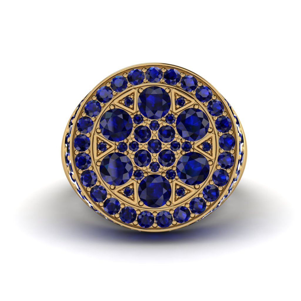 4.1ct Sapphire Men's Cluster Pinky Ring - August No. 13