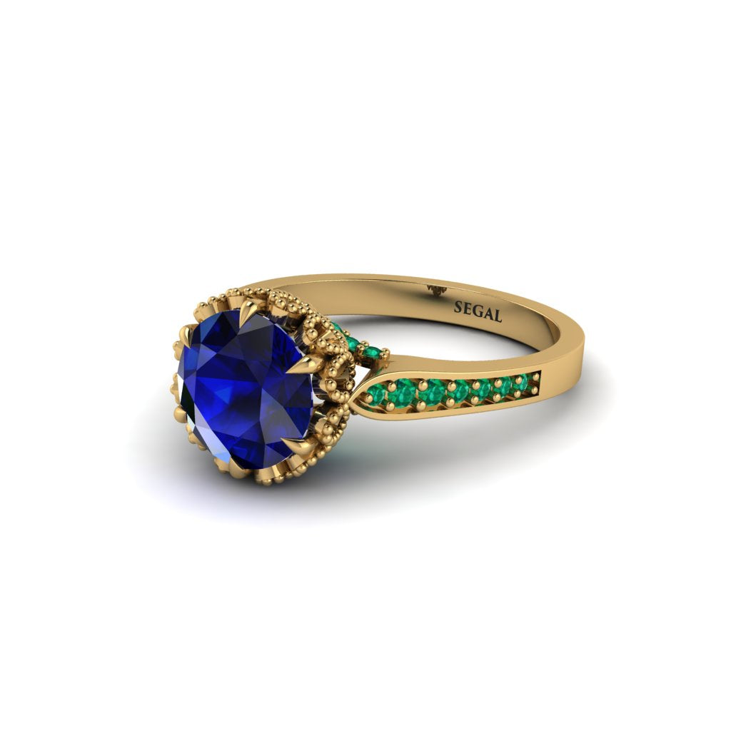 Sapphire Milgrain Engagement Ring - Yara No. 28