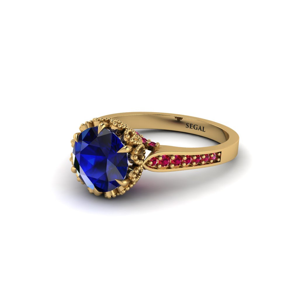 Sapphire Milgrain Engagement Ring - Yara No. 58