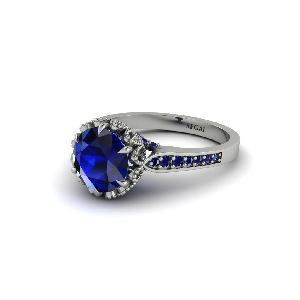 Sapphire Milgrain Engagement Ring - Yara No. 75