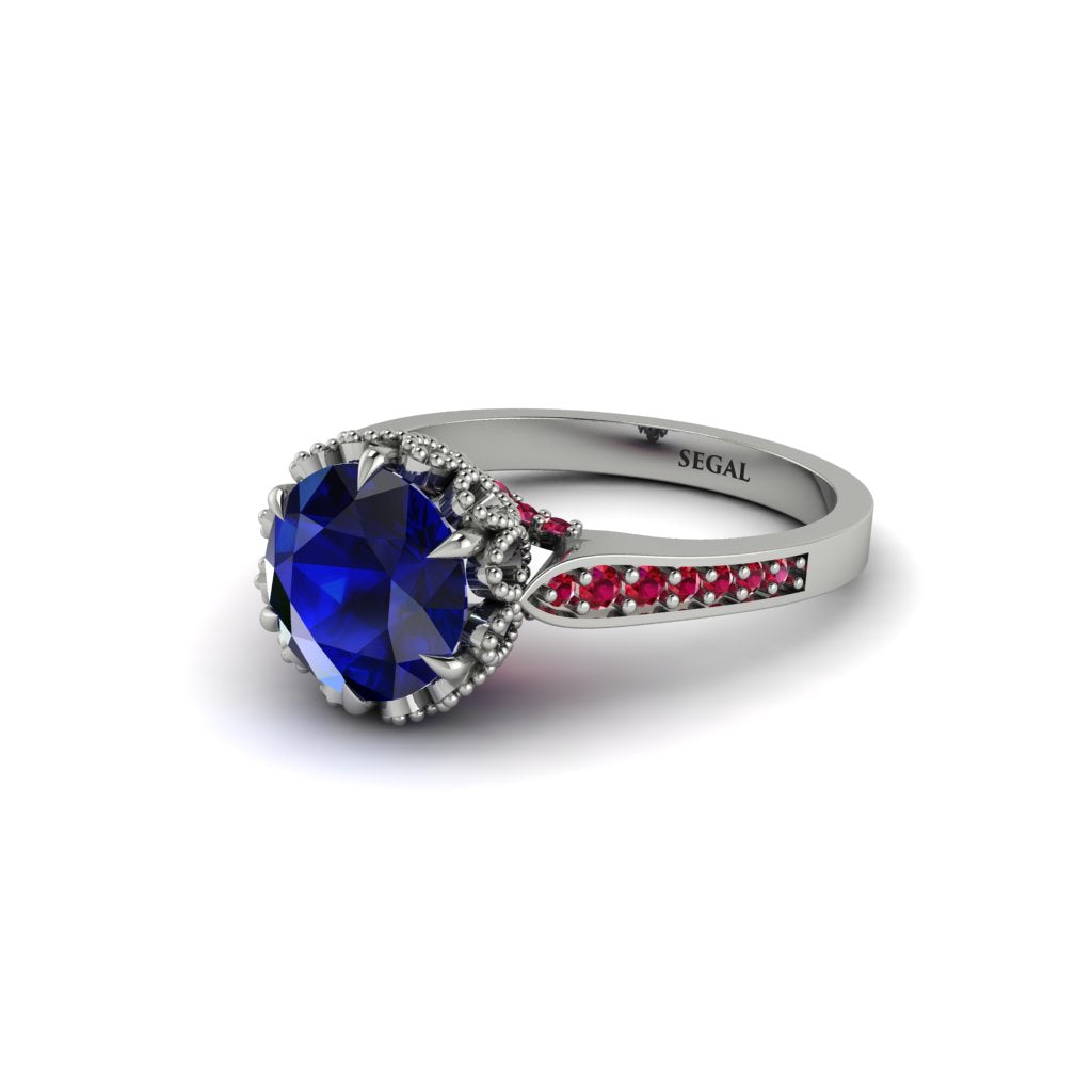 Sapphire Milgrain Engagement Ring - Yara No. 60