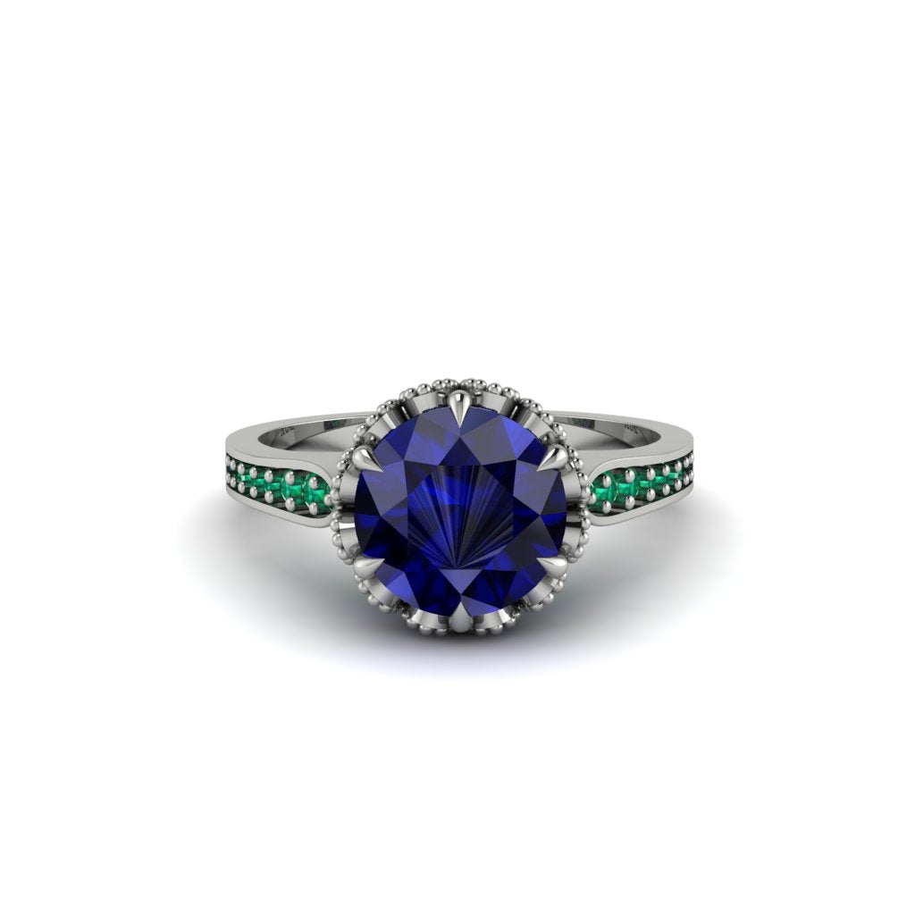 Sapphire Milgrain Engagement Ring - Yara No. 30