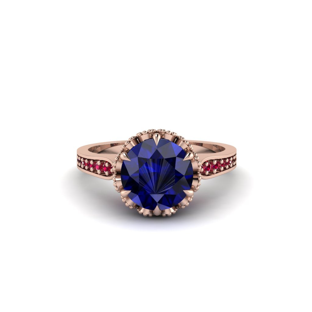 Sapphire Milgrain Engagement Ring - Yara No. 59