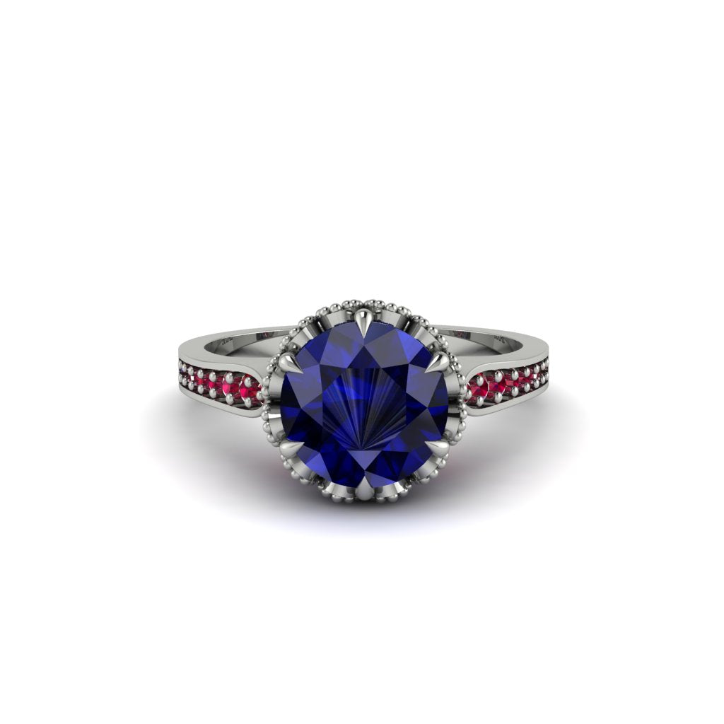 Sapphire Milgrain Engagement Ring - Yara No. 60