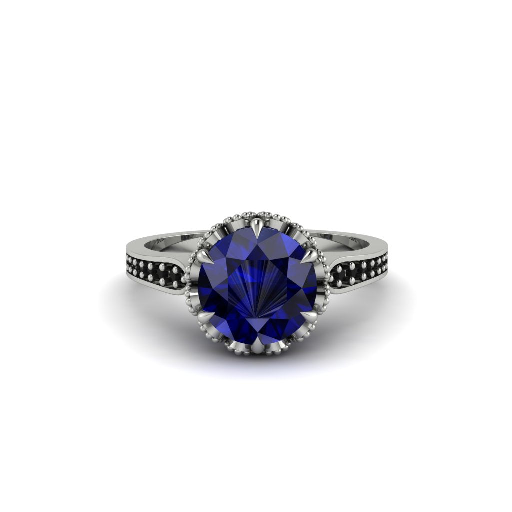 Sapphire Milgrain Engagement Ring - Yara No. 45
