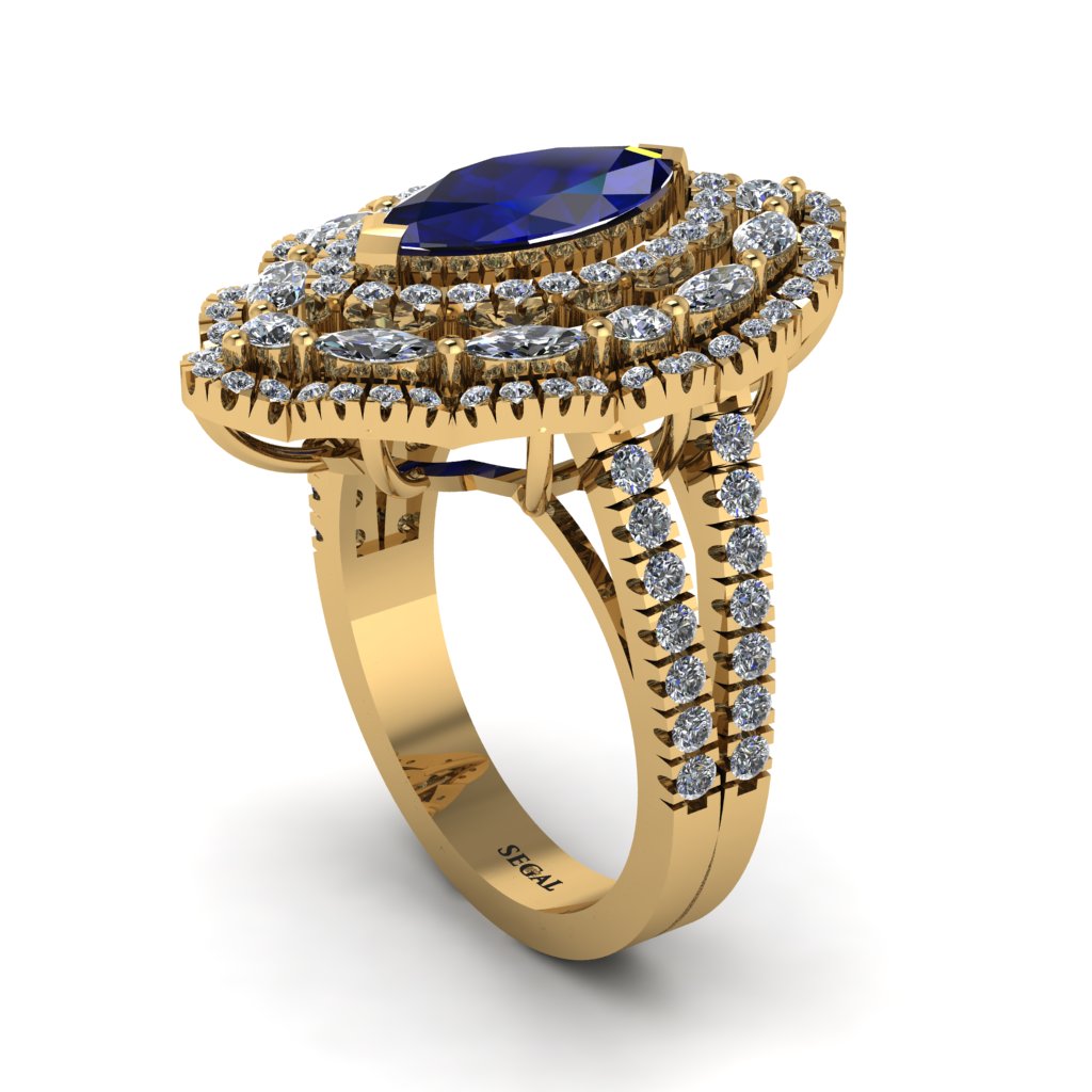 Sapphire Three Layer Halo Marquise Ring - Destiny No. 13
