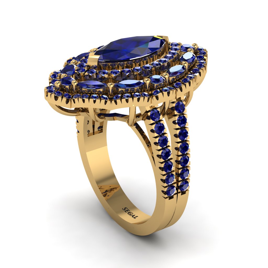 Sapphire Three Layer Halo Marquise Ring - Destiny No. 73