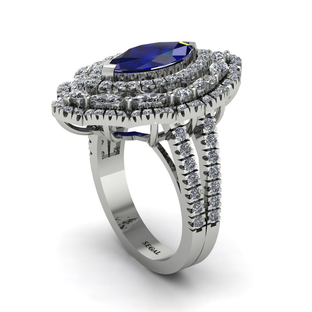 Sapphire Three Layer Halo Marquise Ring - Destiny No. 15