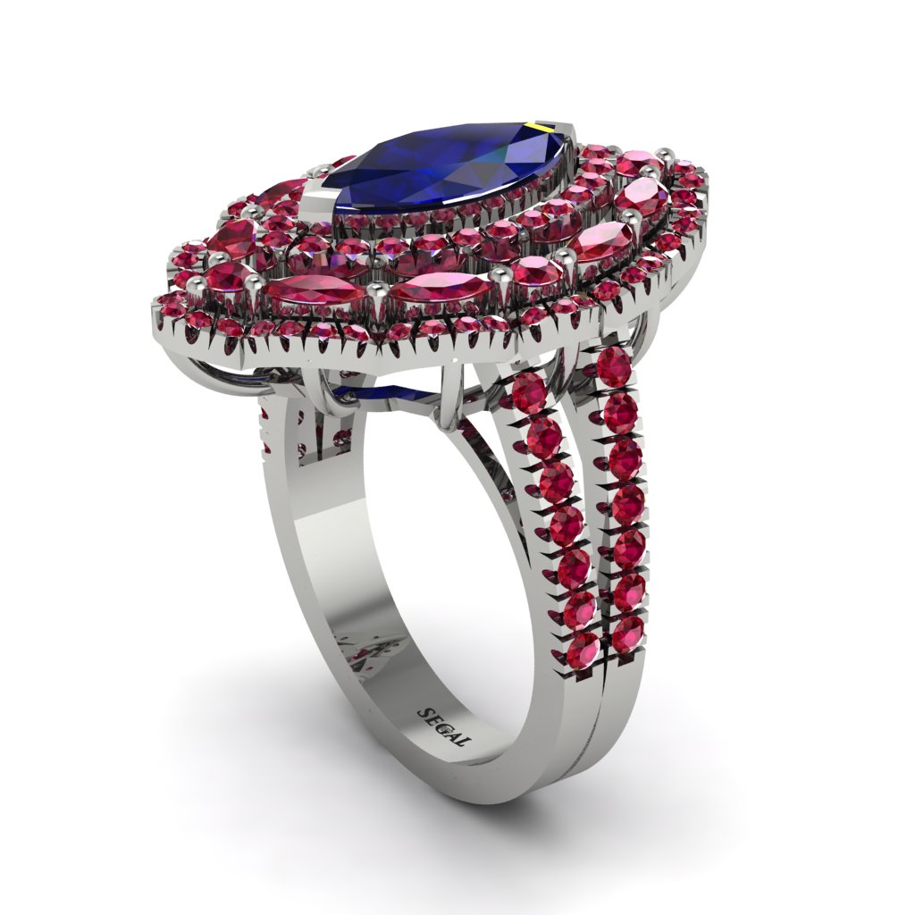 Sapphire Three Layer Halo Marquise Ring - Destiny No. 60