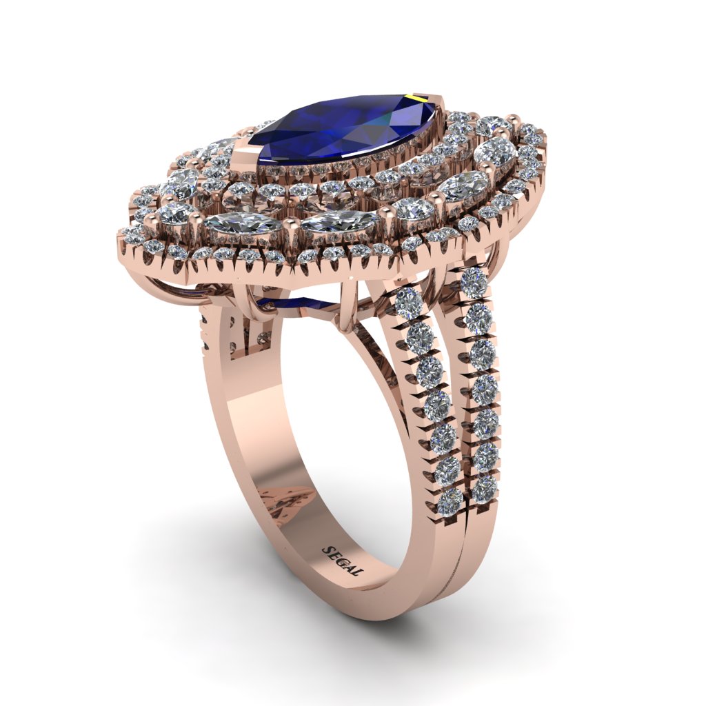 Sapphire Three Layer Halo Marquise Ring - Destiny No. 14