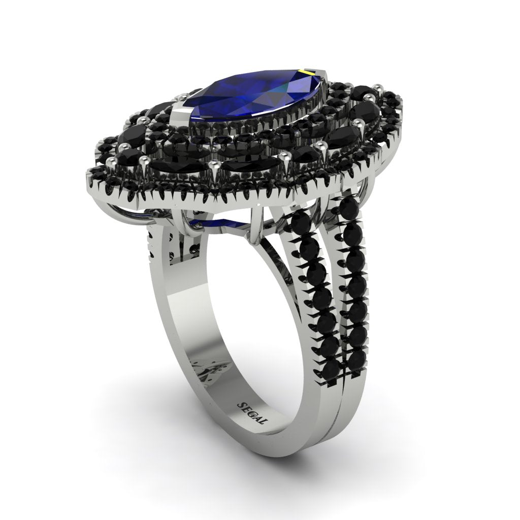 Sapphire Three Layer Halo Marquise Ring - Destiny No. 45