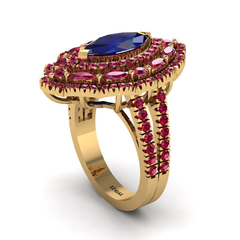 Sapphire Three Layer Halo Marquise Ring - Destiny No. 58