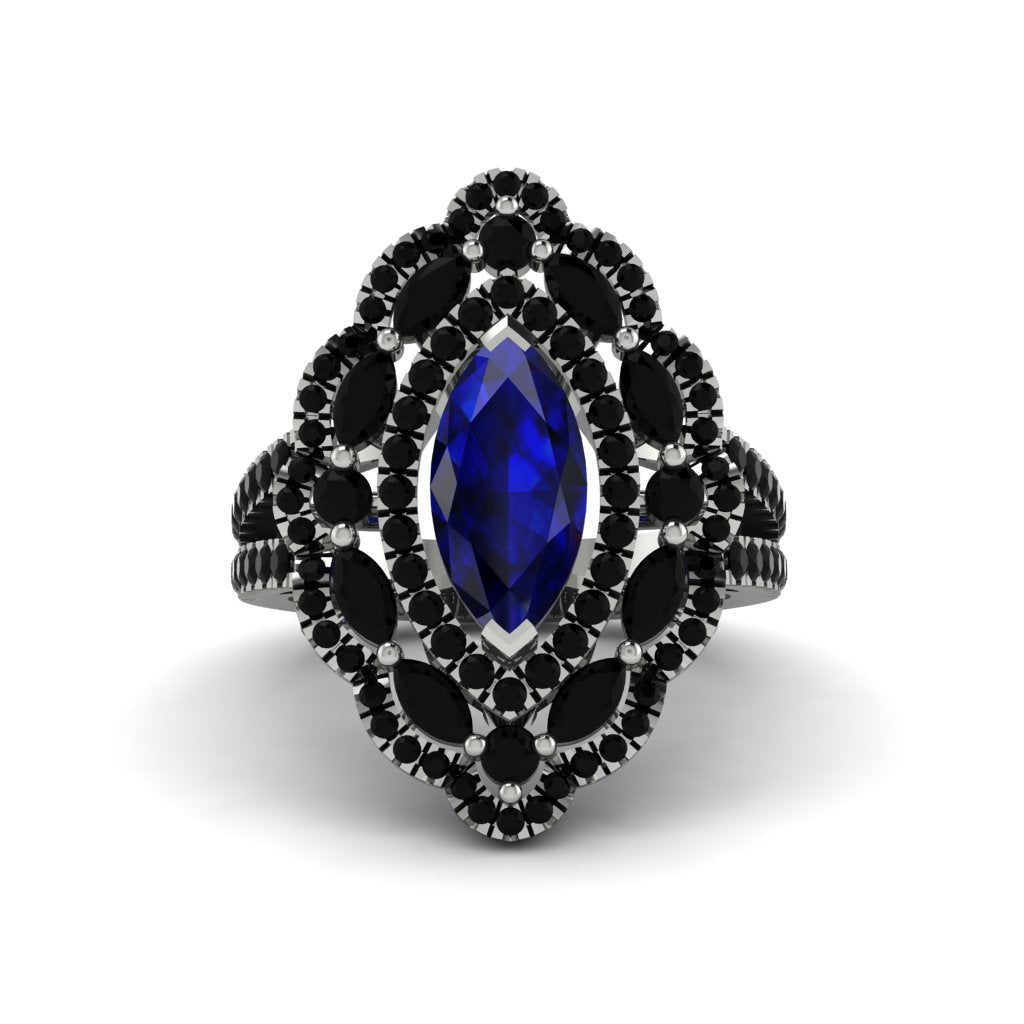 Sapphire Three Layer Halo Marquise Ring - Destiny No. 45