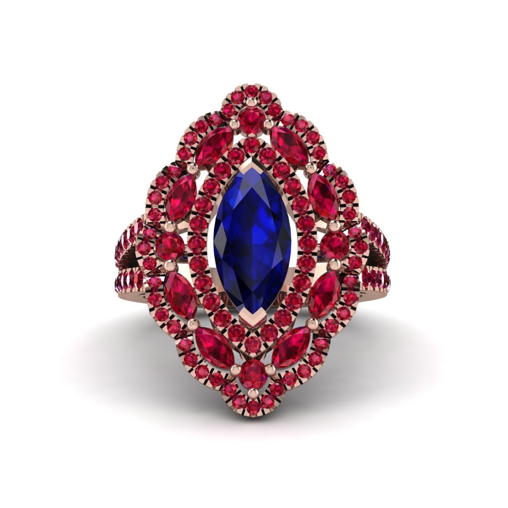 Sapphire Three Layer Halo Marquise Ring - Destiny No. 59