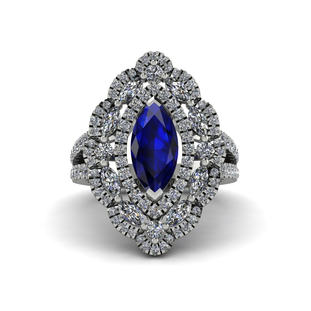 Sapphire Three Layer Halo Marquise Ring - Destiny No. 15