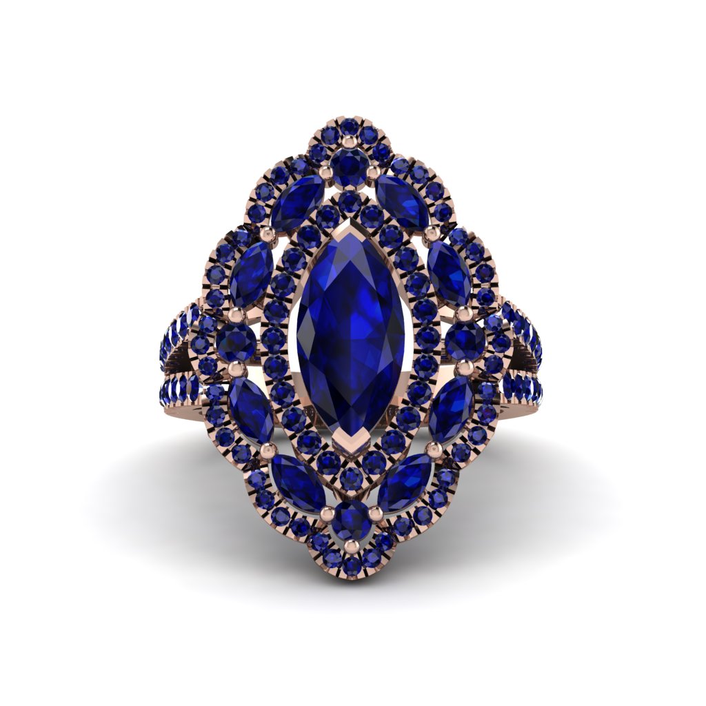 Sapphire Three Layer Halo Marquise Ring - Destiny No. 74